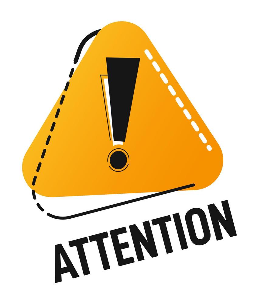 Attention triangle sign with exclamation mark vector