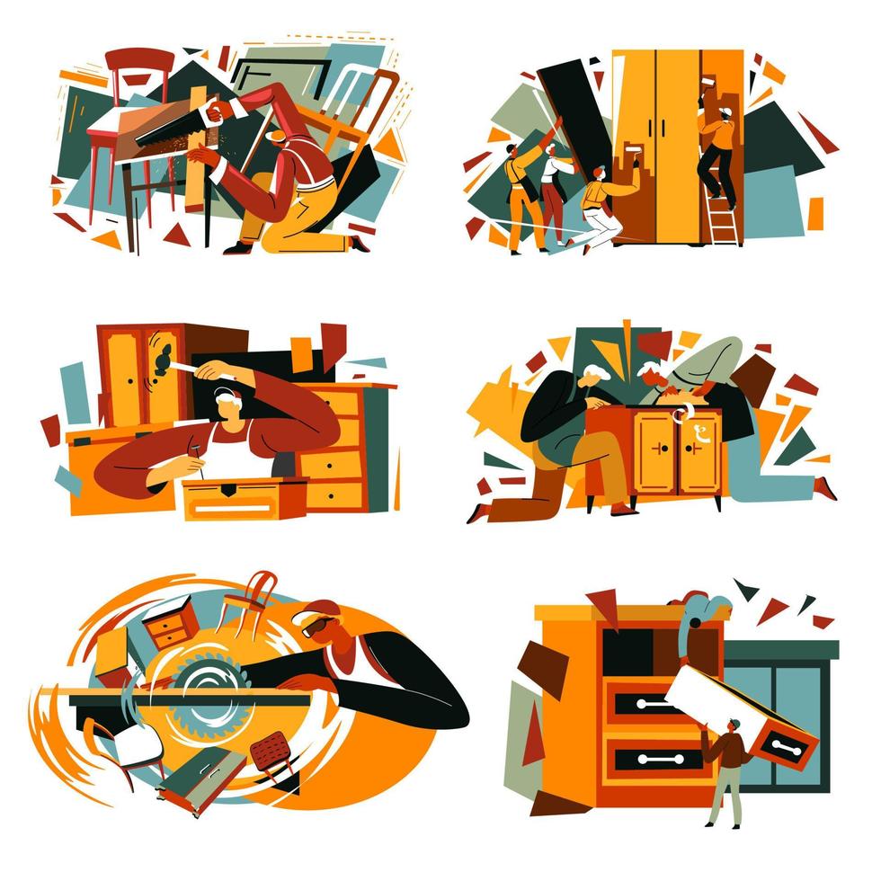 Furniture production and carpentry hobby of men vector