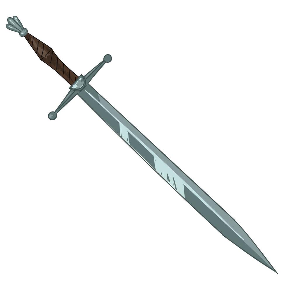 Ancient sword with handle, medieval armour weapon vector