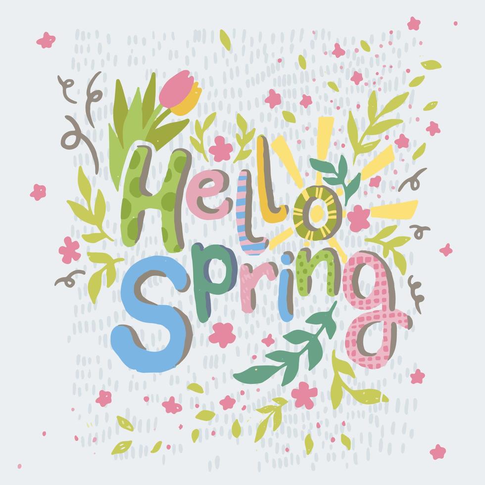 hola primavera, floración estacional y decoración floral. vector