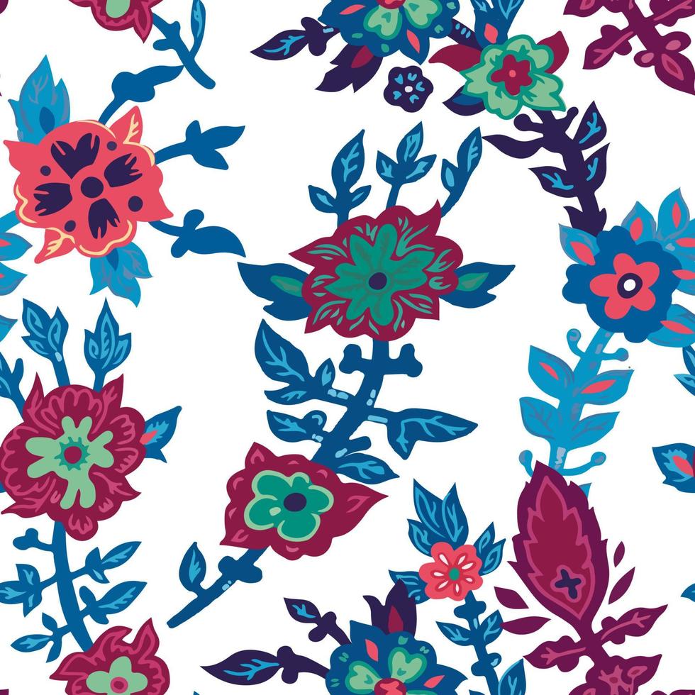 Blooming spring or summer flowers vivid pattern vector