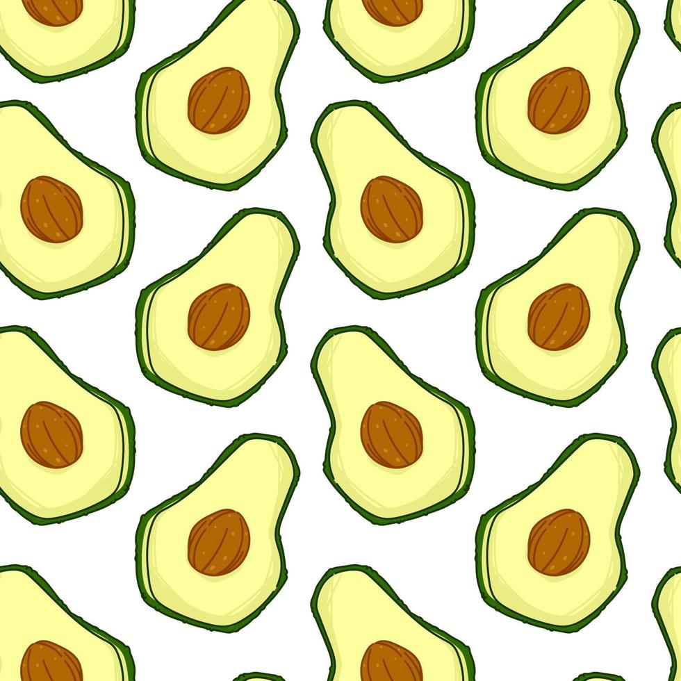 Avocado fruit with seed, fresh veggie pattern vector