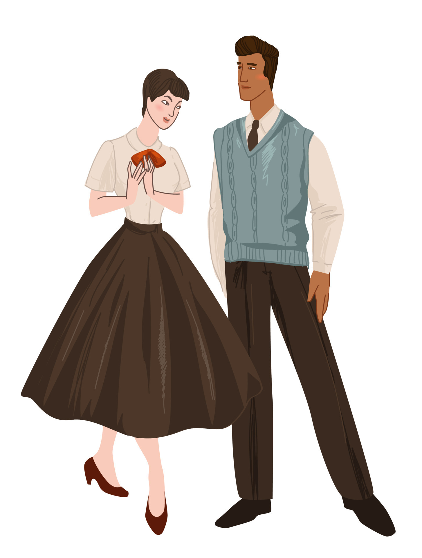 hombre y mujer vistiendo ropa de 1950, moda 17794297 Vector en Vecteezy