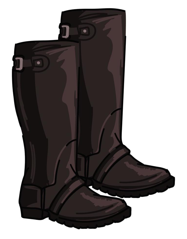 English hunting boots with clasps and leather vector