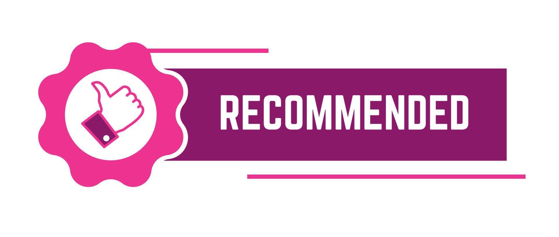 Recommended banner with thumb up and gear sign vector