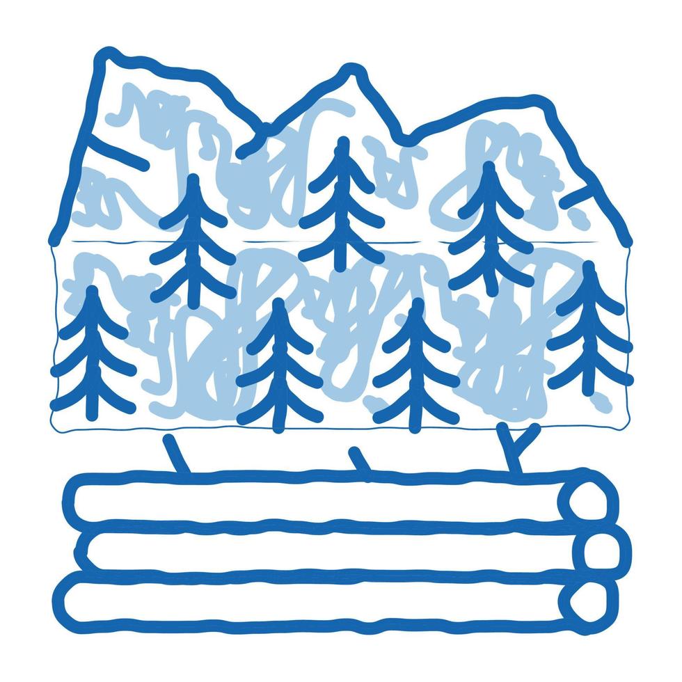 logging forest doodle icon hand drawn illustration vector