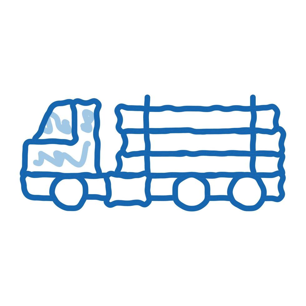 logging delivery truck doodle icon hand drawn illustration vector