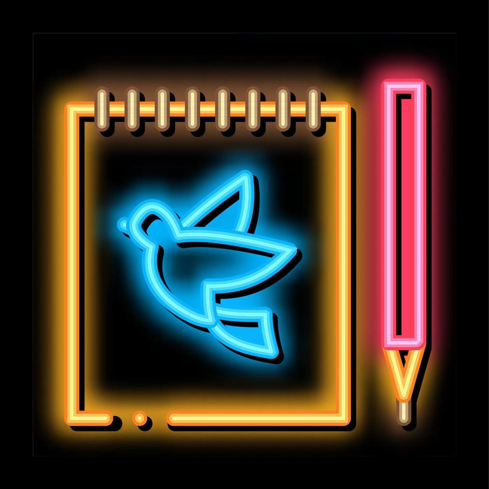 Notebook Pen Bird neon glow icon illustration vector