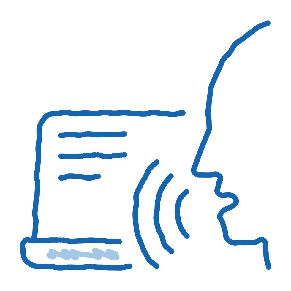 Laptop Human Voice Control doodle icon hand drawn illustration vector