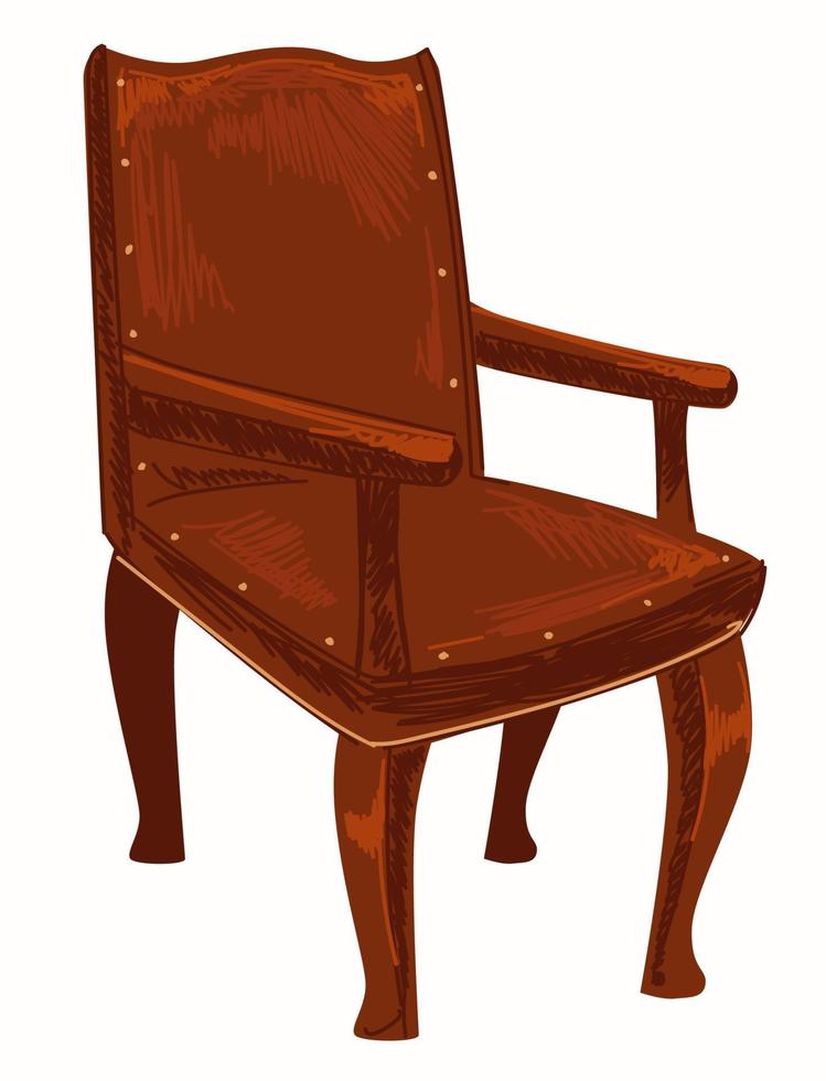 Old fashioned wooden chair, vintage furniture vector