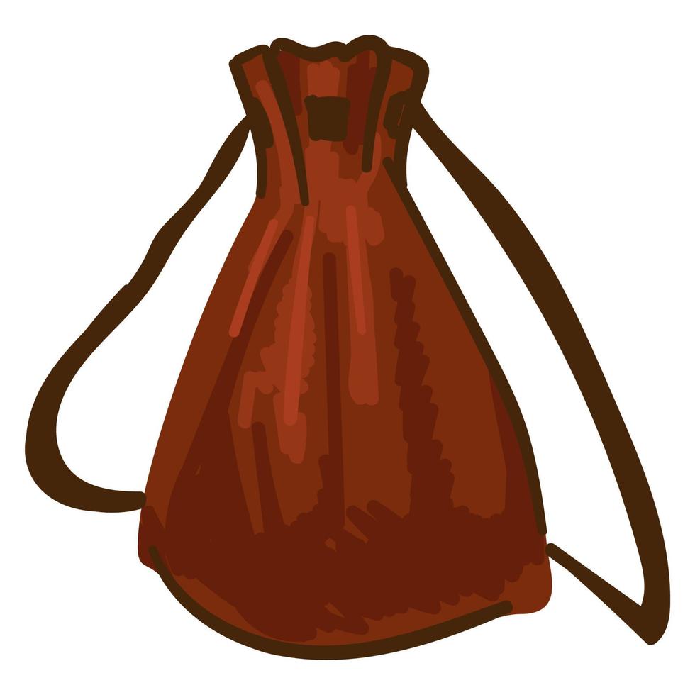 Old sack with threads, medieval wallet or storage vector