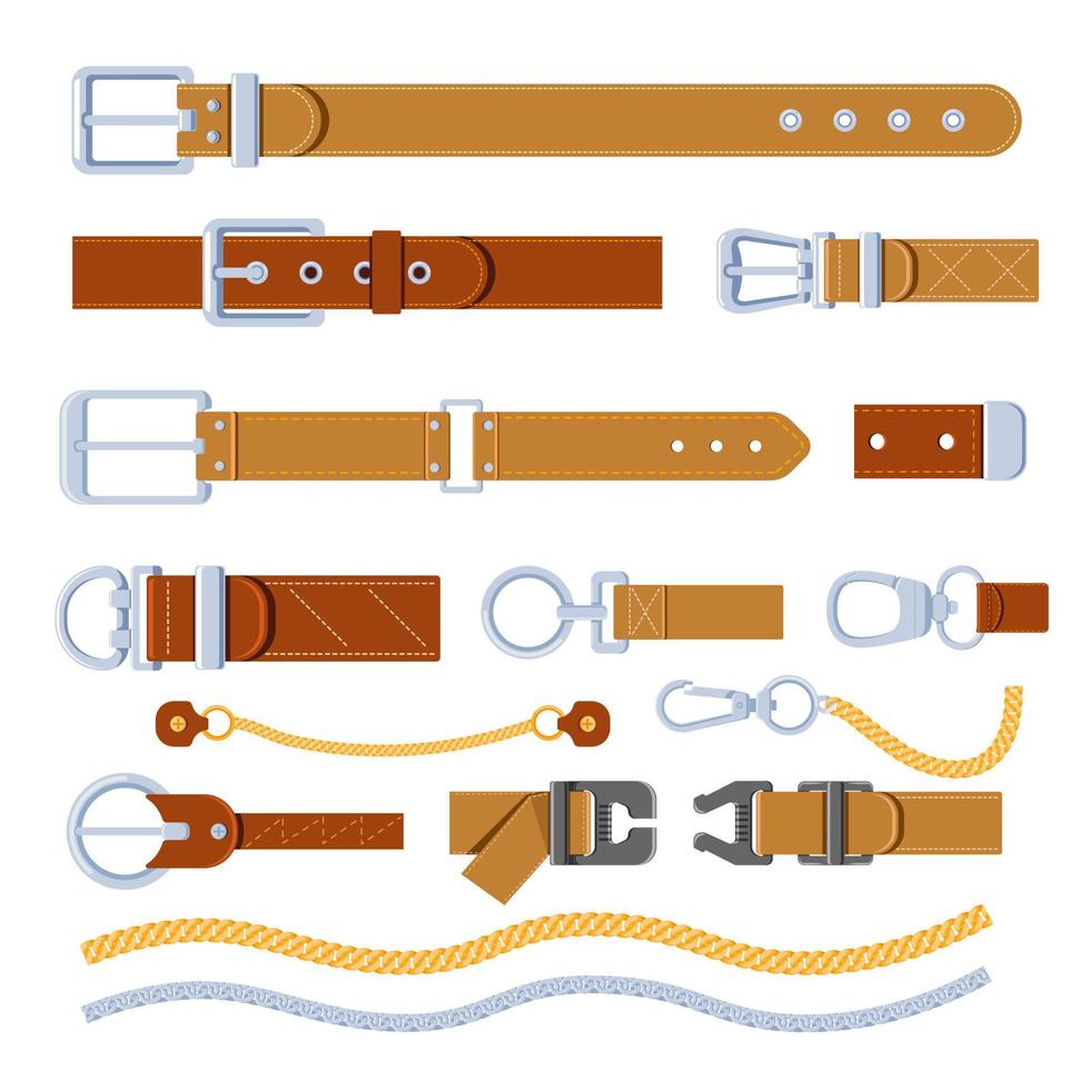 Belts and chains, old vintage accessory furniture vector