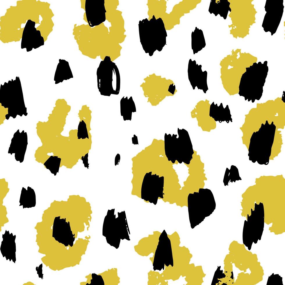 Abstract leopard print with spots and brushes vector