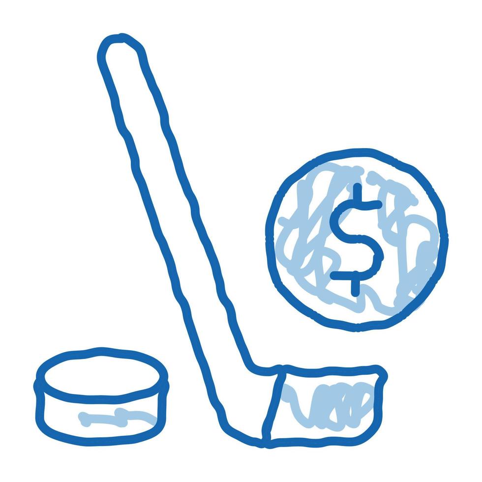 Hockey Stick with Puck Betting And Gambling doodle icon hand drawn illustration vector