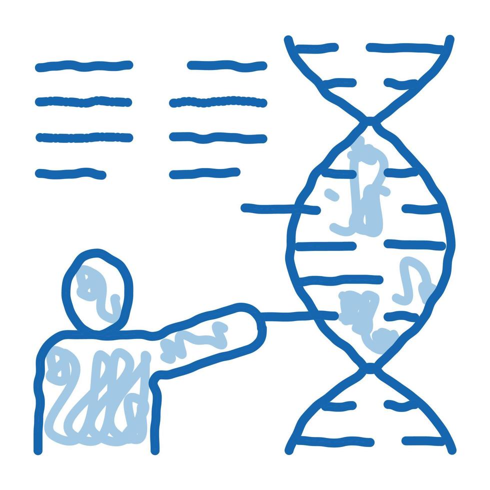 investigación genética humana biohacking doodle icono dibujado a mano ilustración vector
