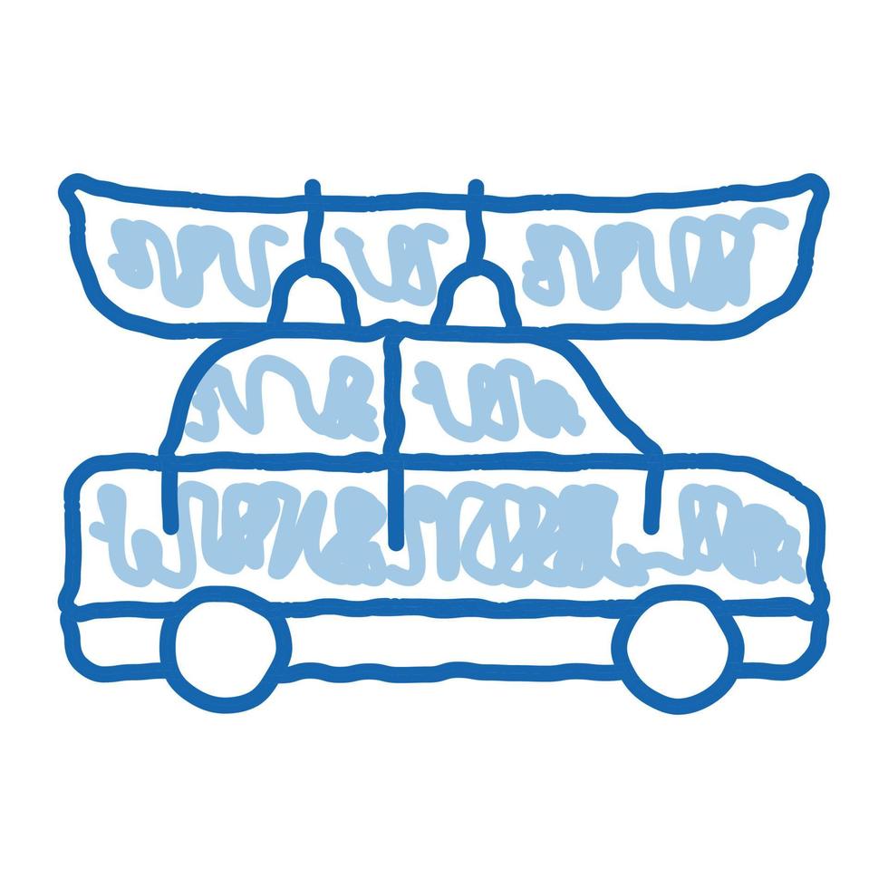 coche conducido barco piragüismo doodle icono dibujado a mano ilustración vector