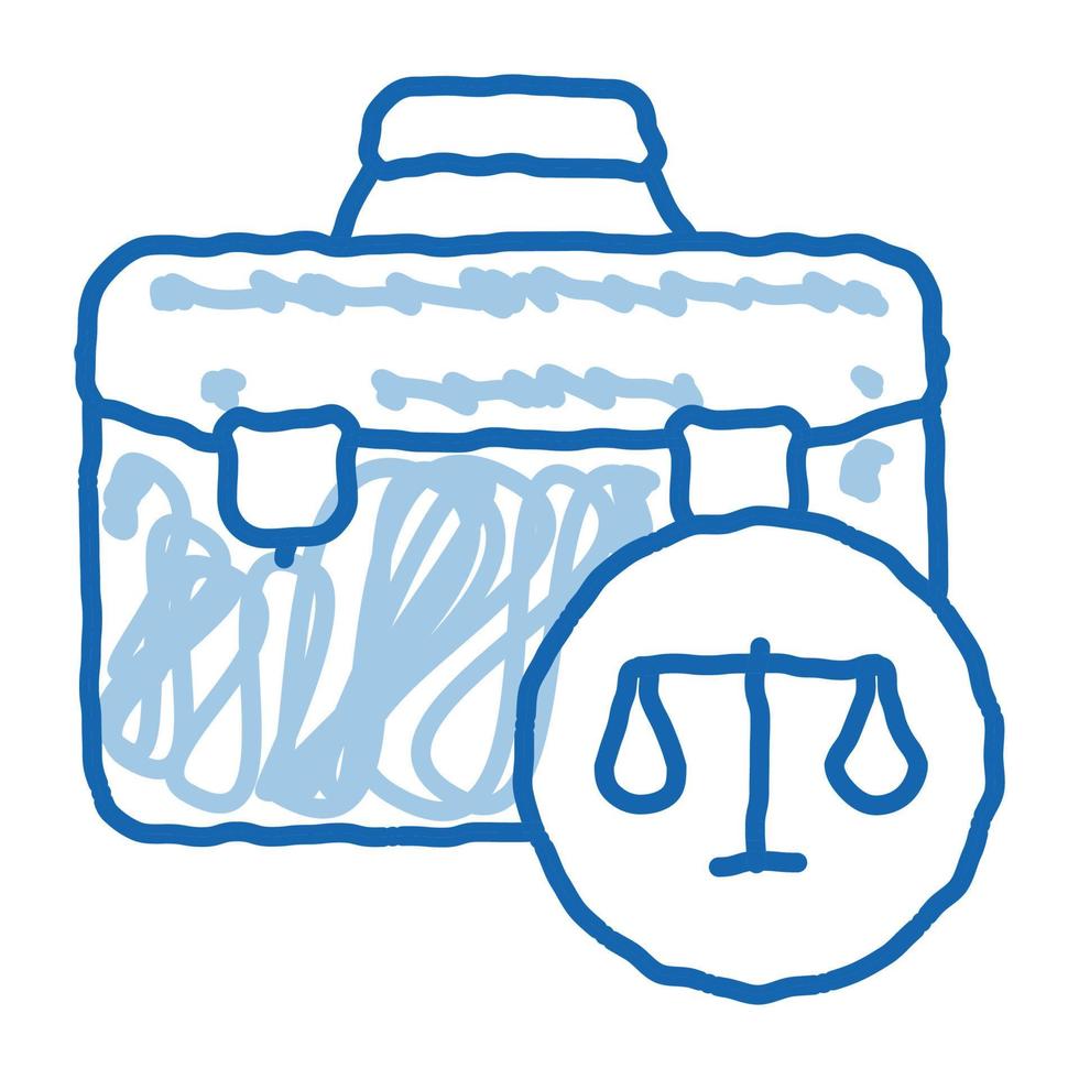 maleta ley y sentencia doodle icono dibujado a mano ilustración vector