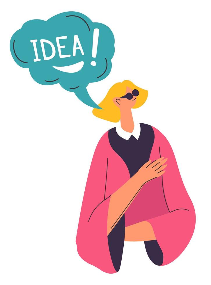 Woman with idea, inspiration and thoughts vector