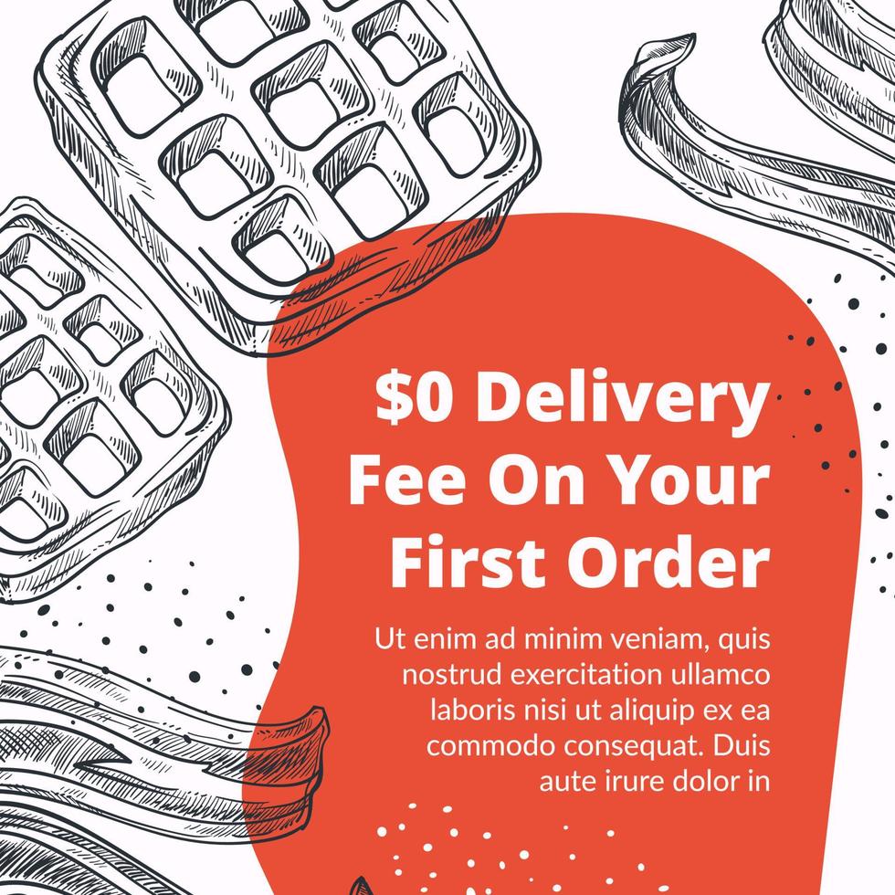 Free delivery on your firs order from restaurant vector