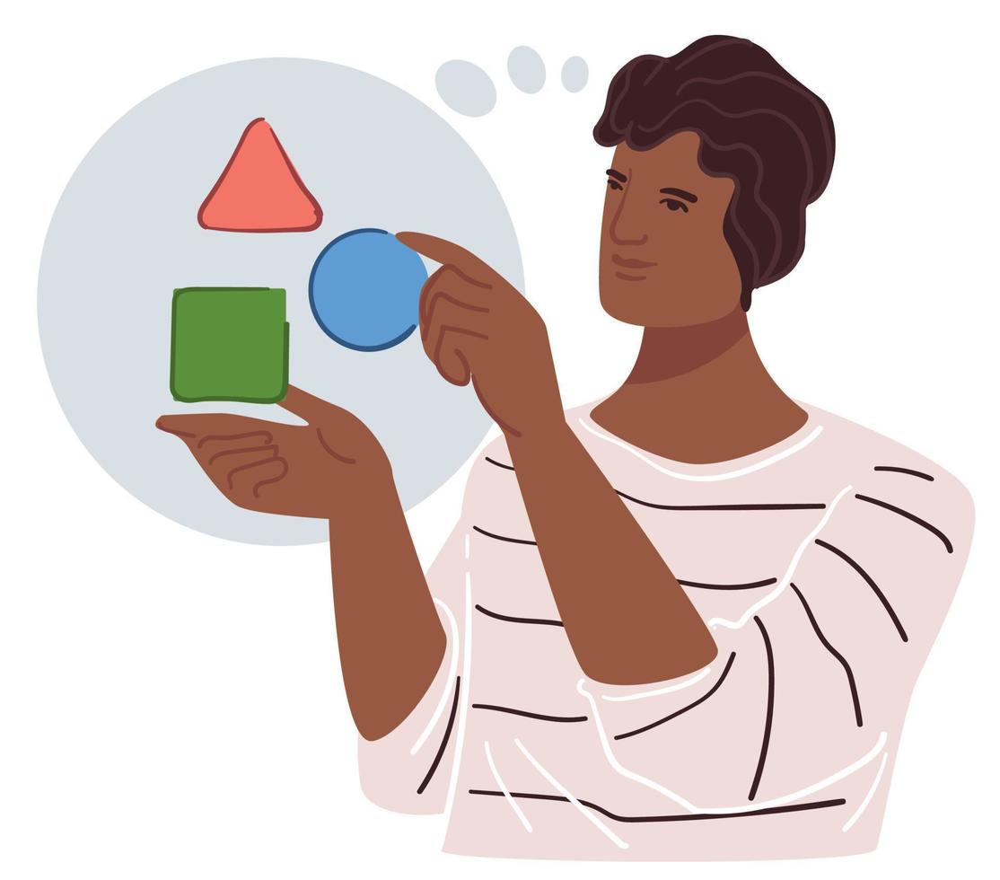 Solving problems and brainstorming male character vector