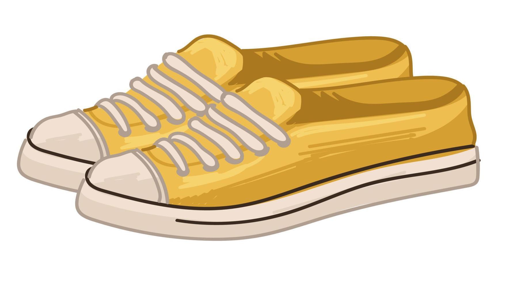 Shoes and clothes trends, retro flat footwear vector