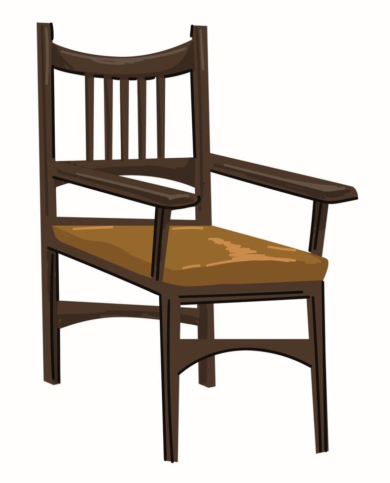 silla retro vintage hecha de madera y vector de tela