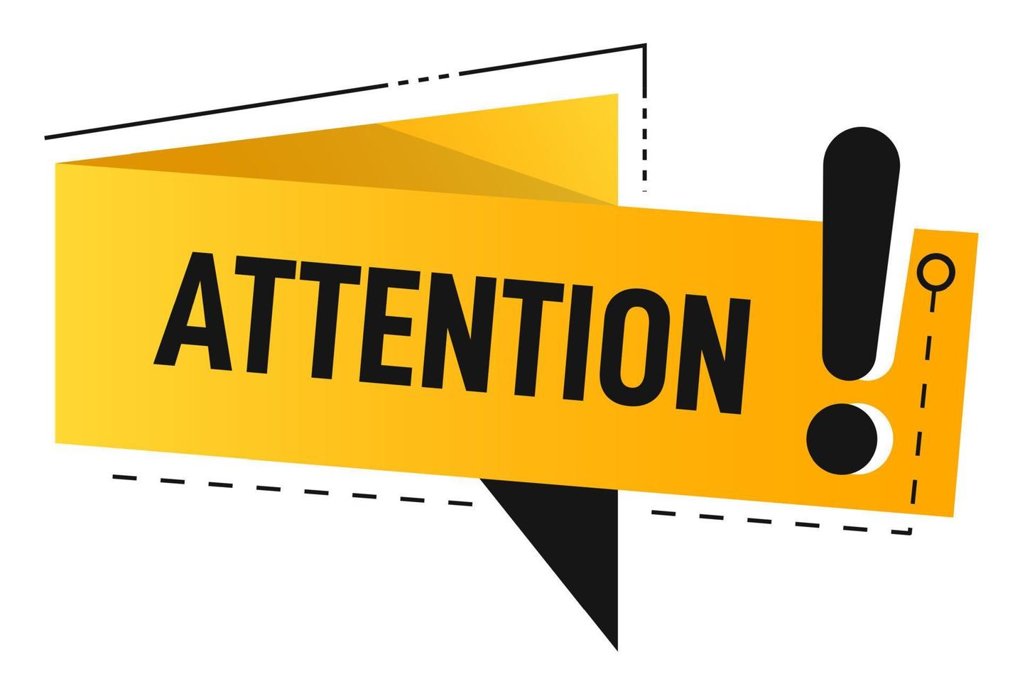 Attention banner with exclamation mark, caution vector