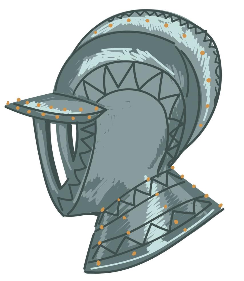 Military helmet of knight, warrior armour vector