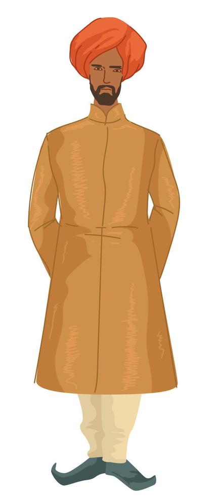 Indian man wearing traditional Indian clothes vector