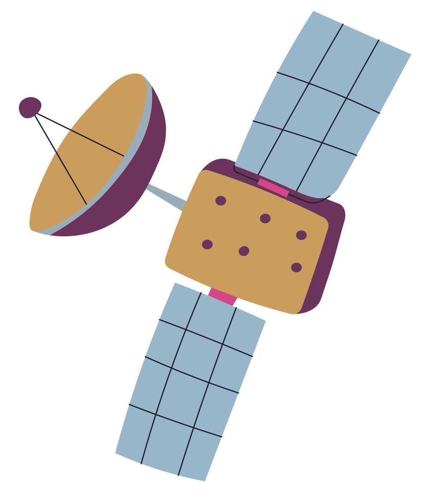 Satellite floating in cosmos, receiver of signal vector