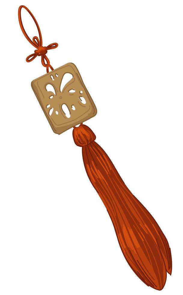 Japanese amulet for luck, Asian culture object vector