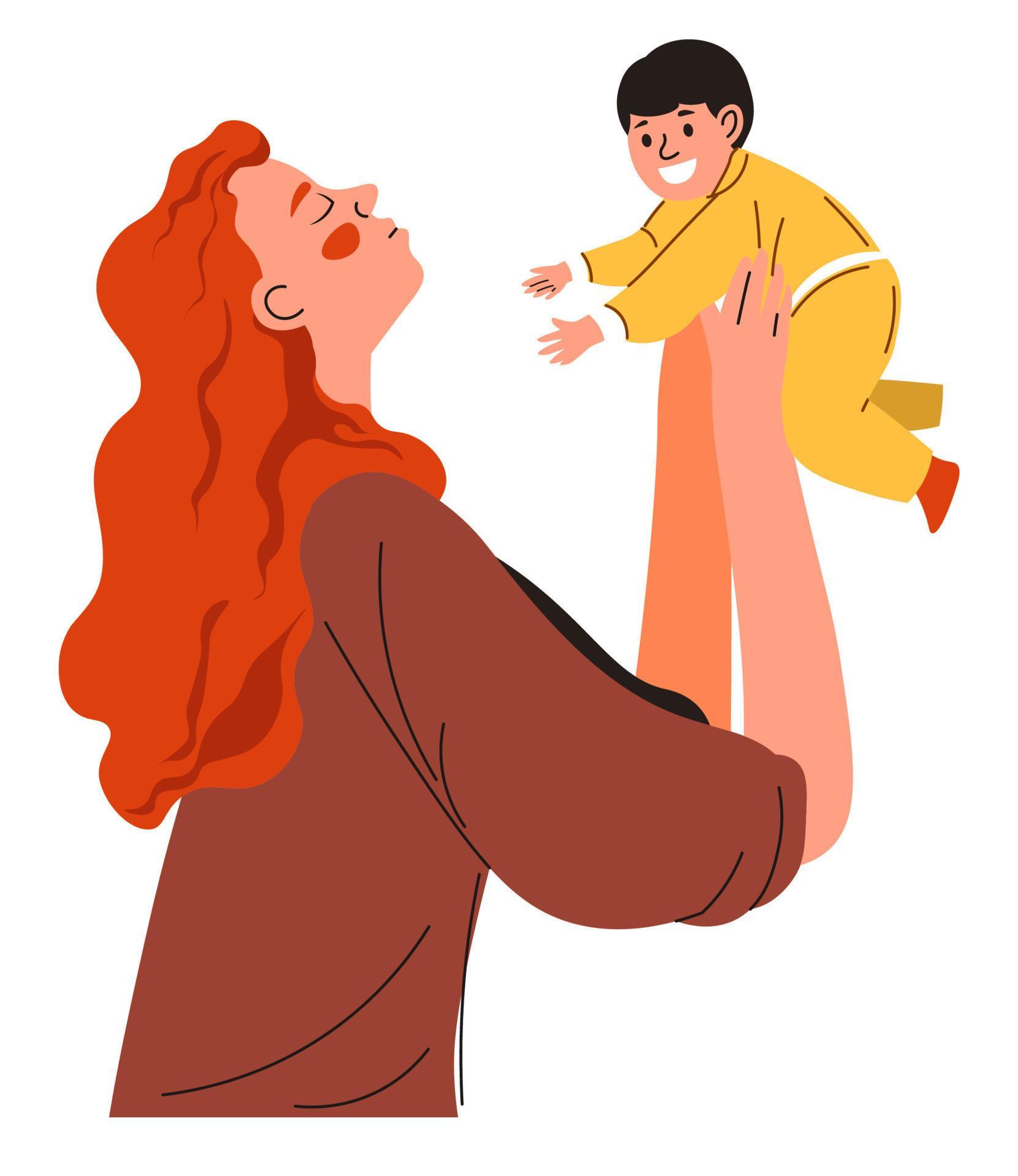 Mother playing with toddler son, throw and catch 17794859 Vector Art at