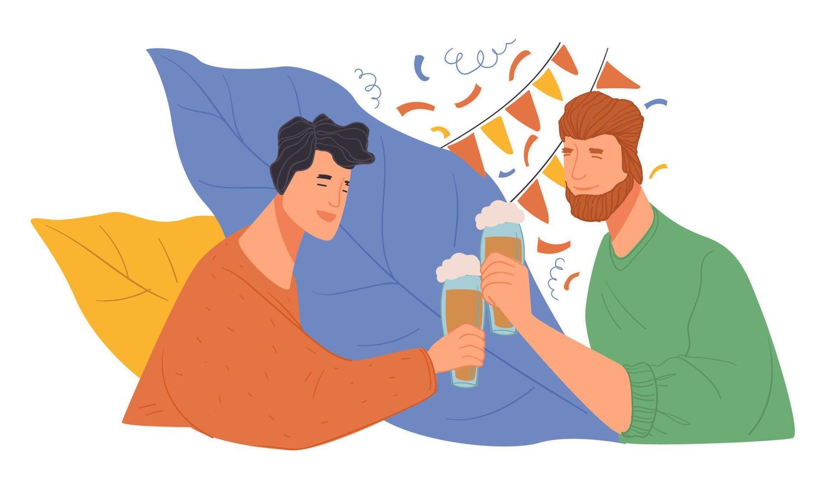 Male friends celebrating birthday or holidays vector