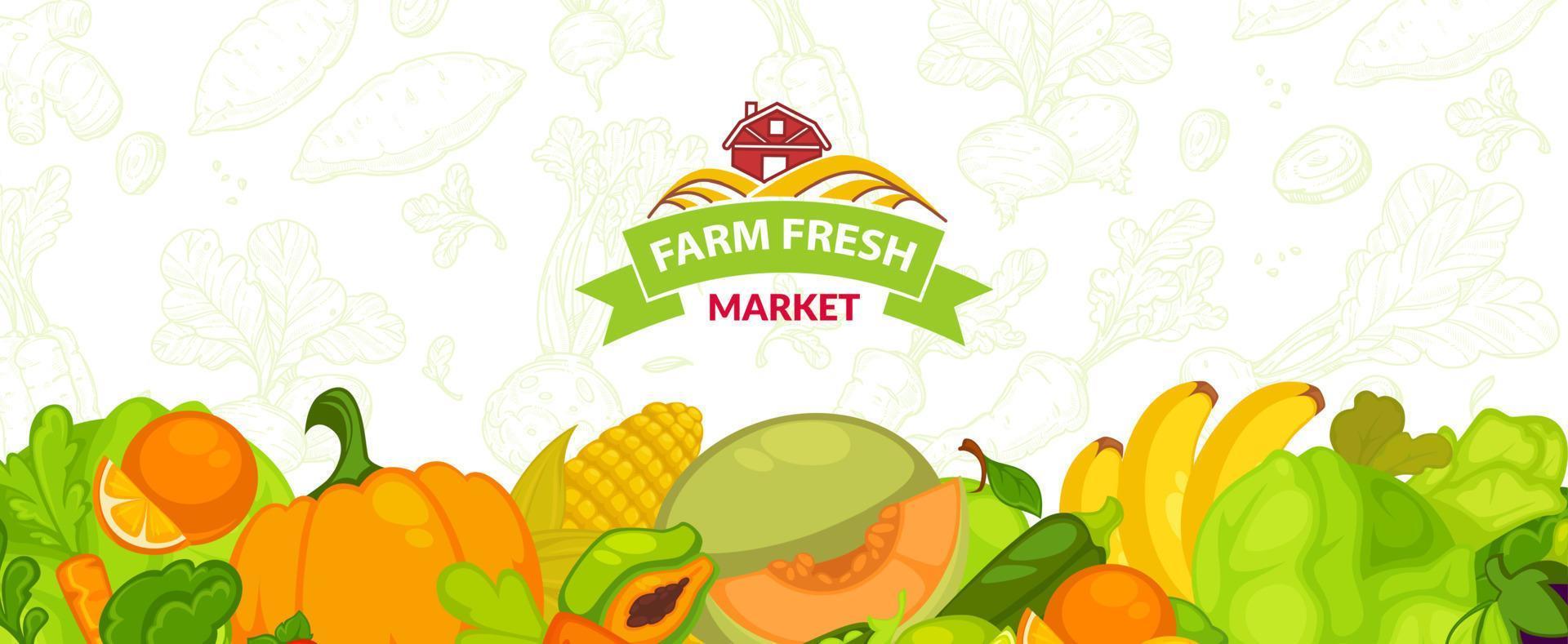 Organic market with natural products and food vector