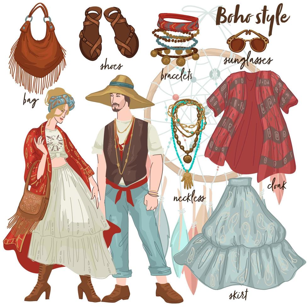 Bohemian fashion and style for males and females vector
