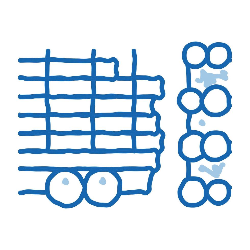 árbol de registro camión doodle icono dibujado a mano ilustración vector
