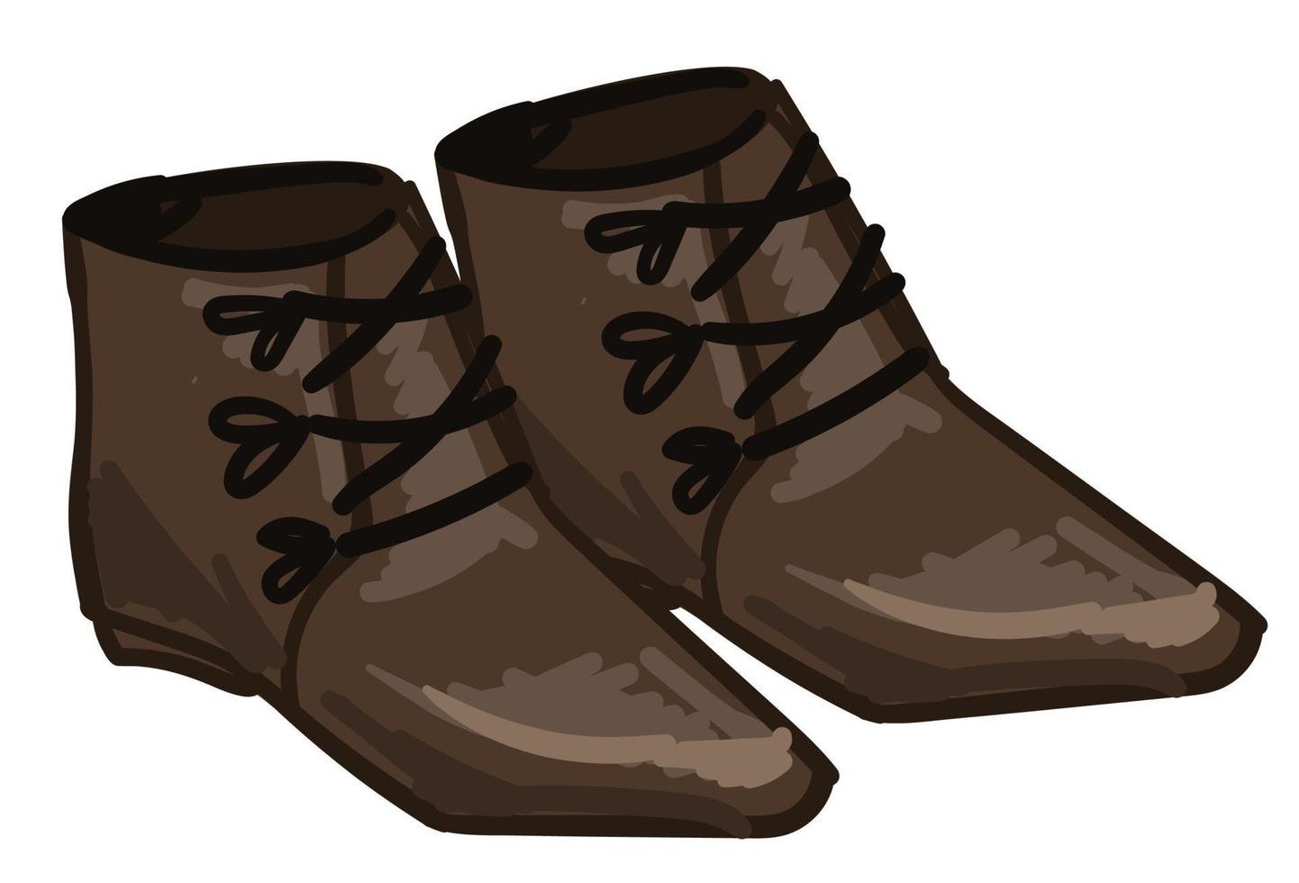 Old ancient boots with leather and laces vector