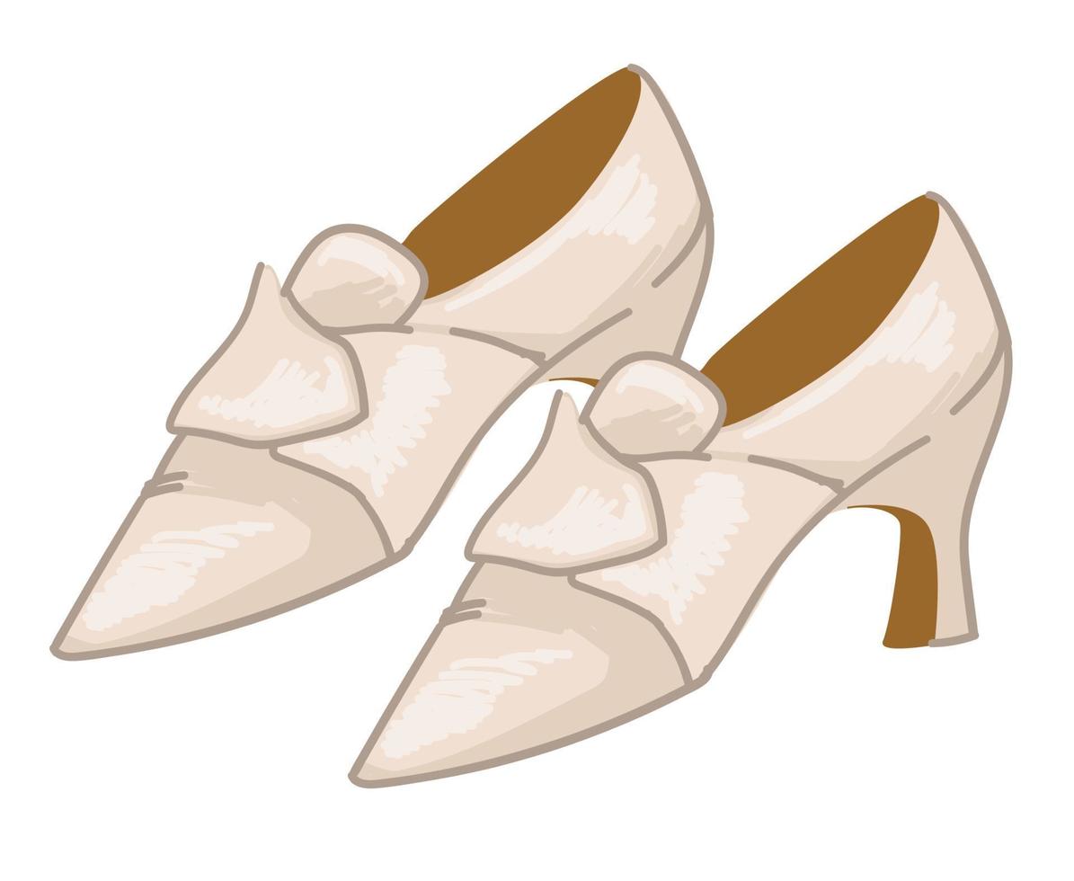 zapatos de cuero blanco vintage en vector de tacones altos