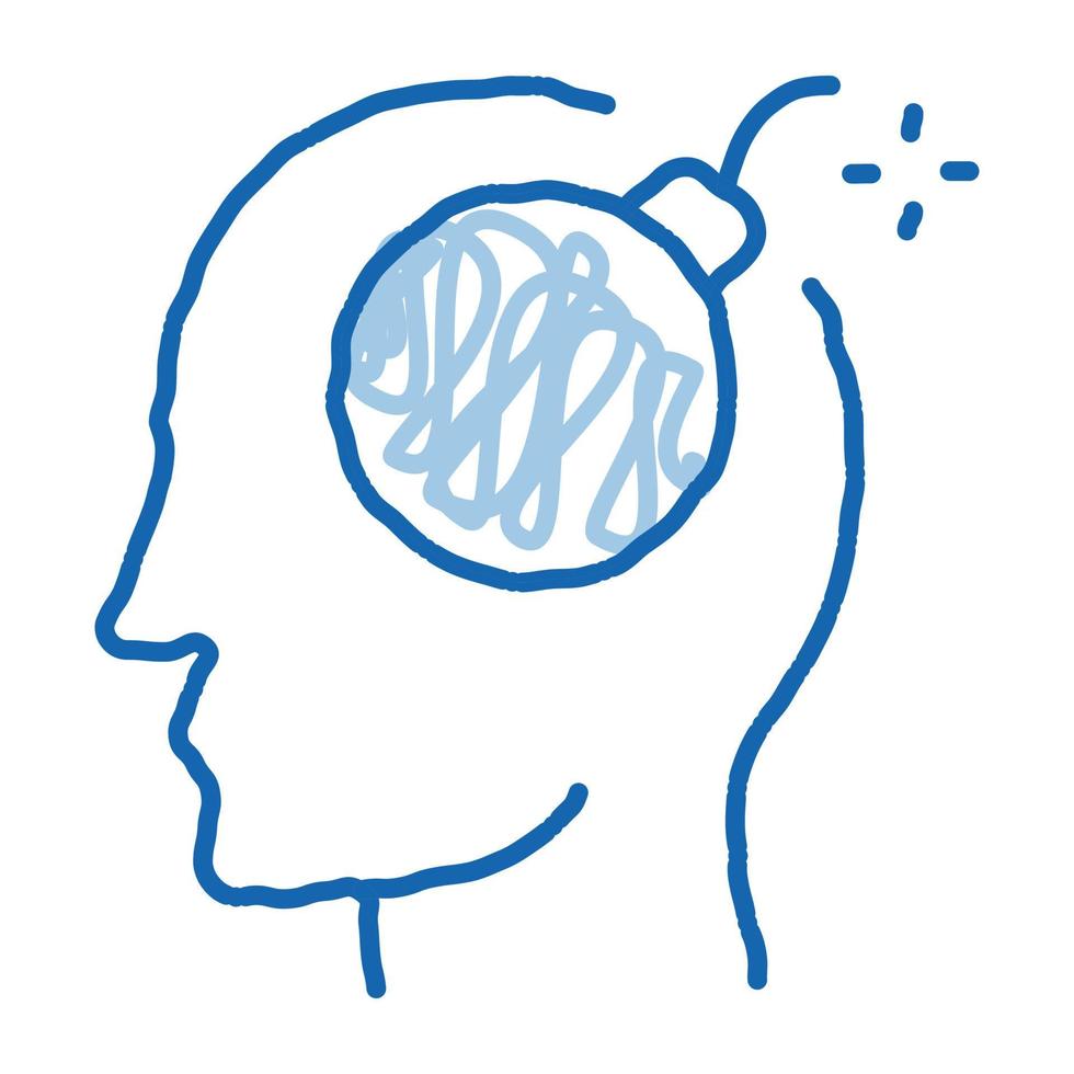 bomba dinamita hombre silueta dolor de cabeza doodle icono dibujado a mano ilustración vector