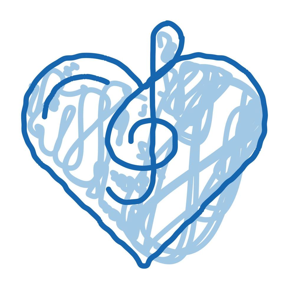 Treble Clef And Heart Song Element doodle icon hand drawn illustration vector