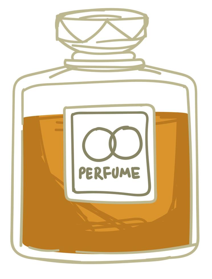 Bottle of expensive perfumes, fragrance essence vector