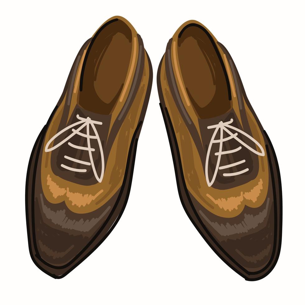 Vintage shoes with laces, man footwear fashion vector