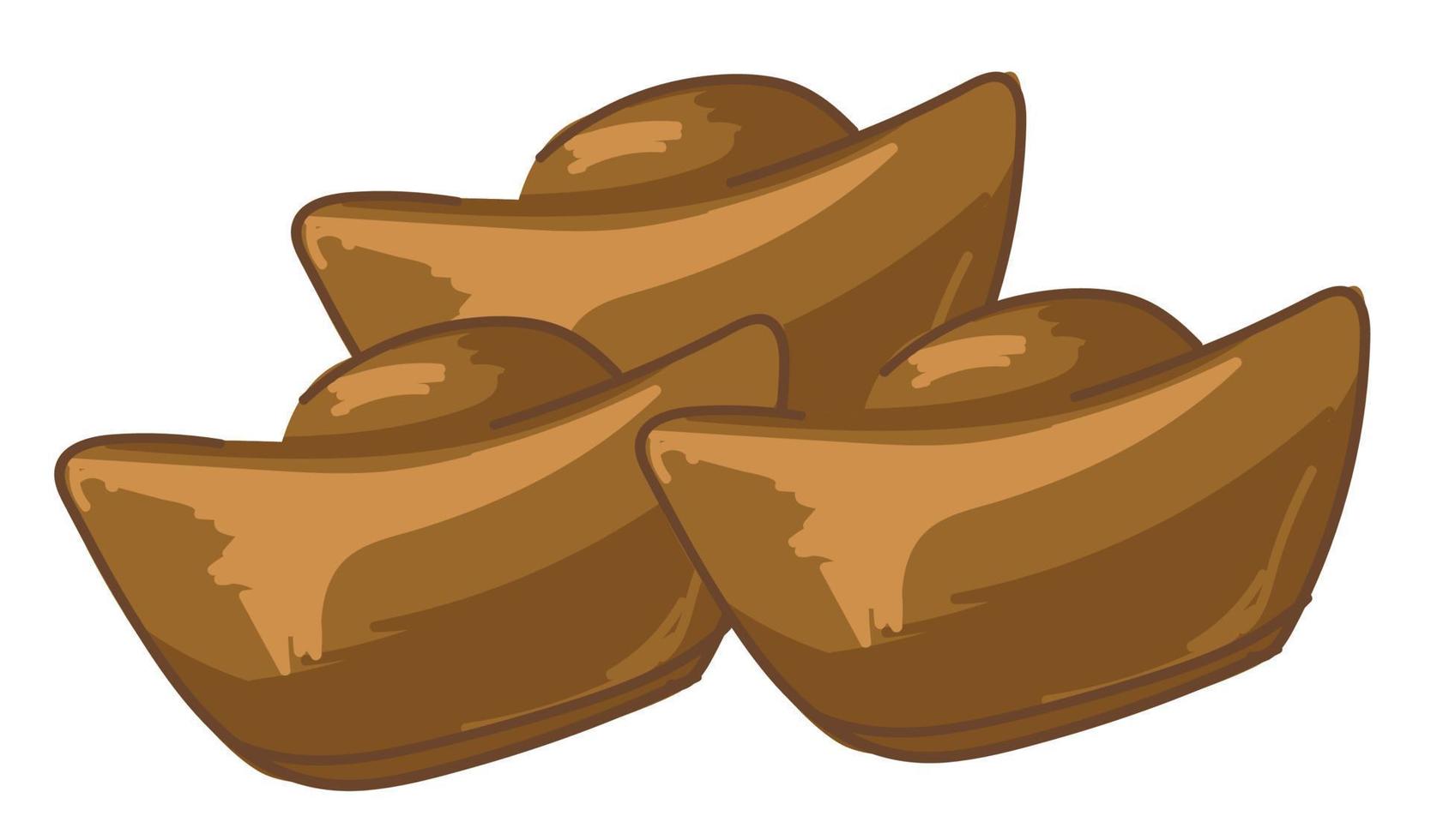 Ancient gold bars and treasure, coins or cash vector