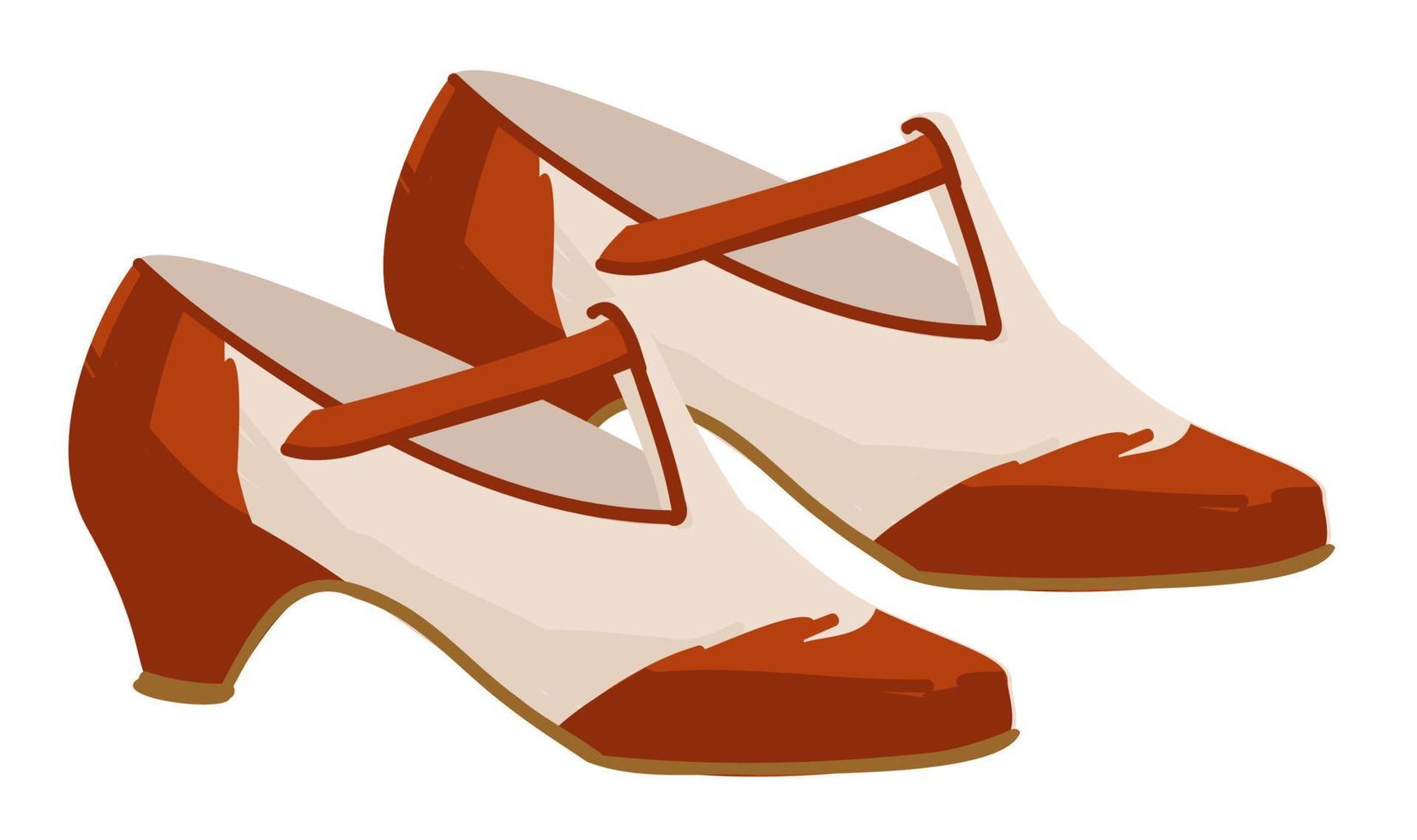 Shoes and women clothes trends, footwear of 1950s vector