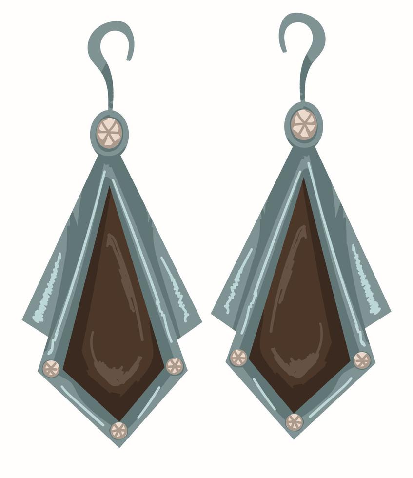 Earrings with geometric shape, vintage jewelry vector
