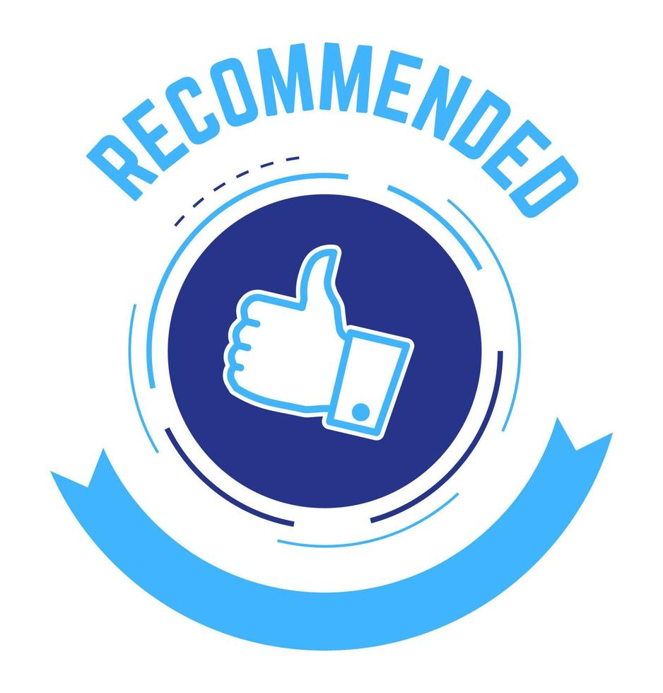 Recommended sign with thumb up and ribbon vector