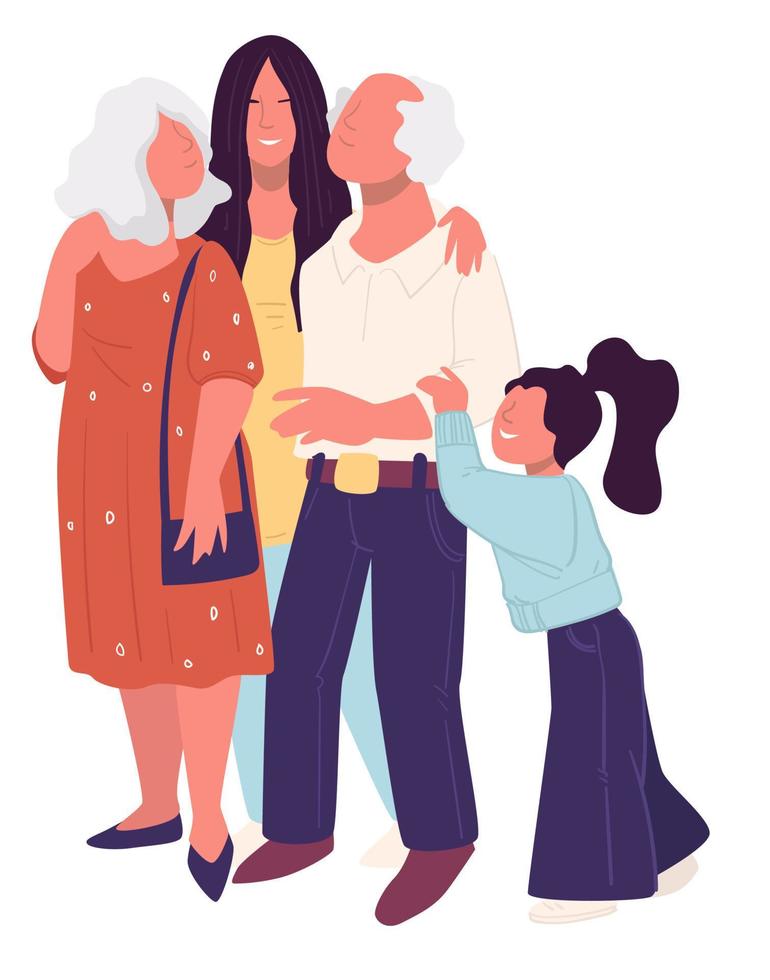 Grandparents spending time with family together vector