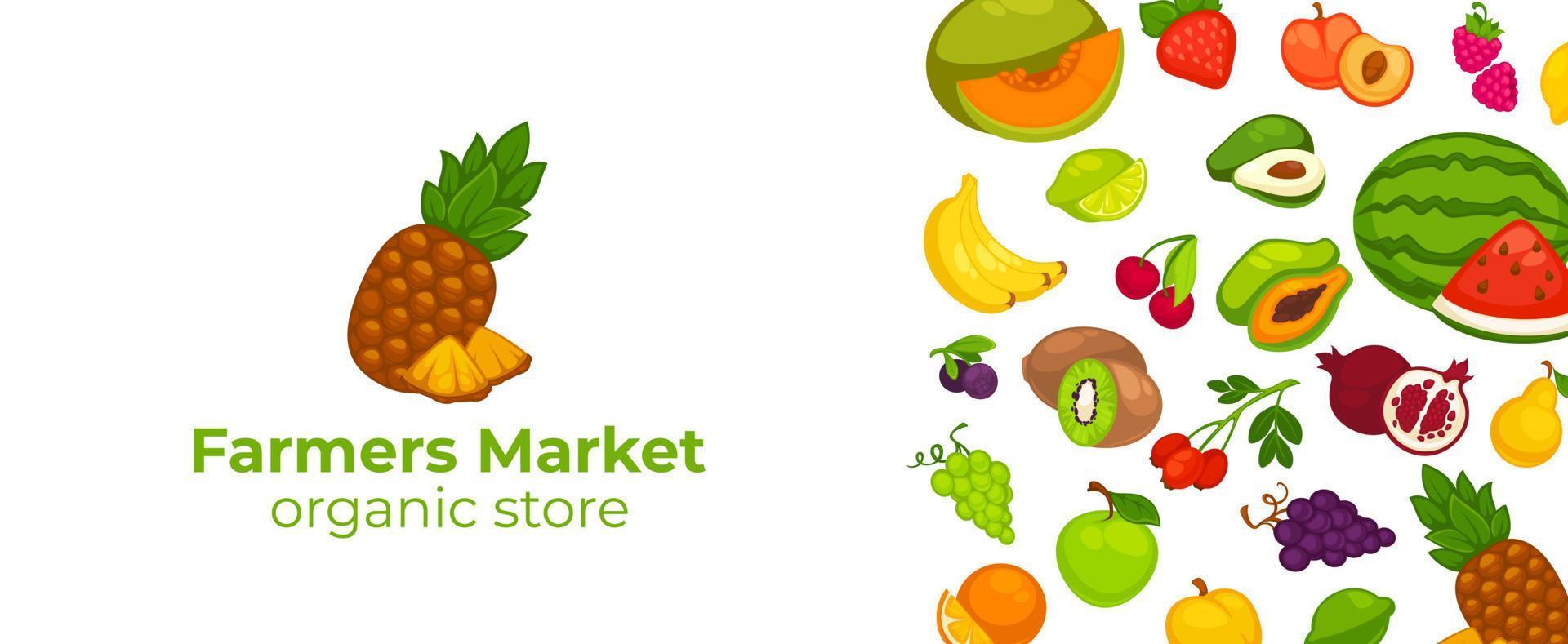 Farmers market organic store with fresh products vector