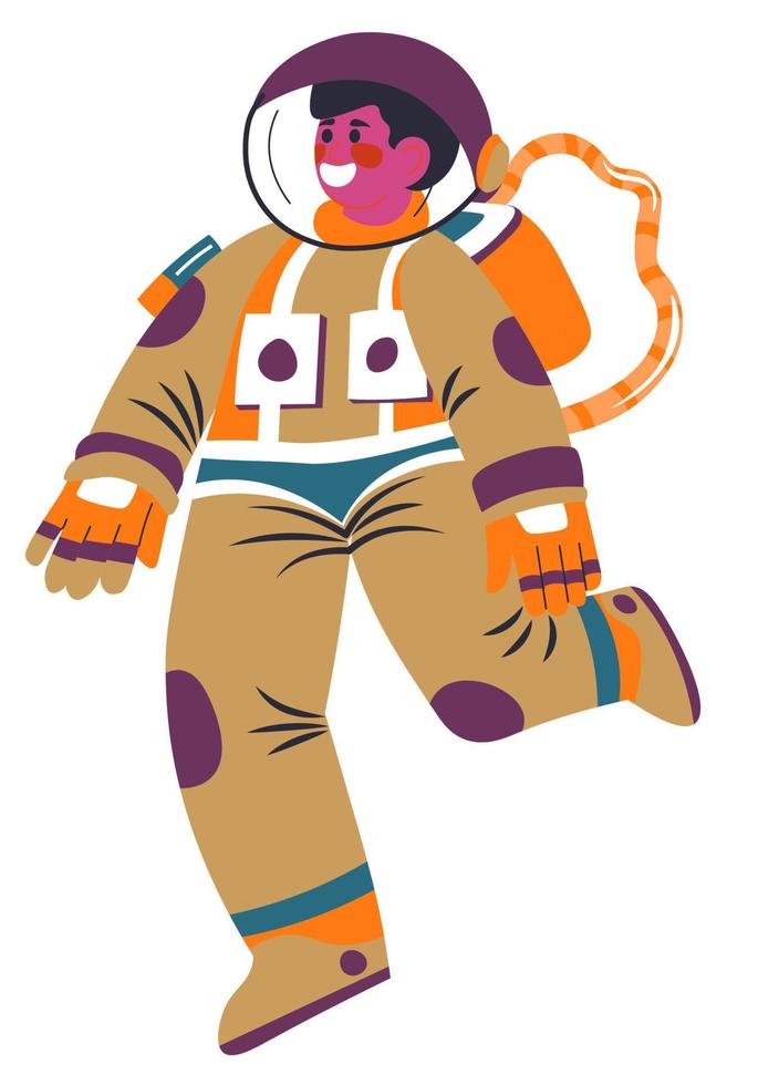 Astronaut man in costume, cosmonaut in outer space vector