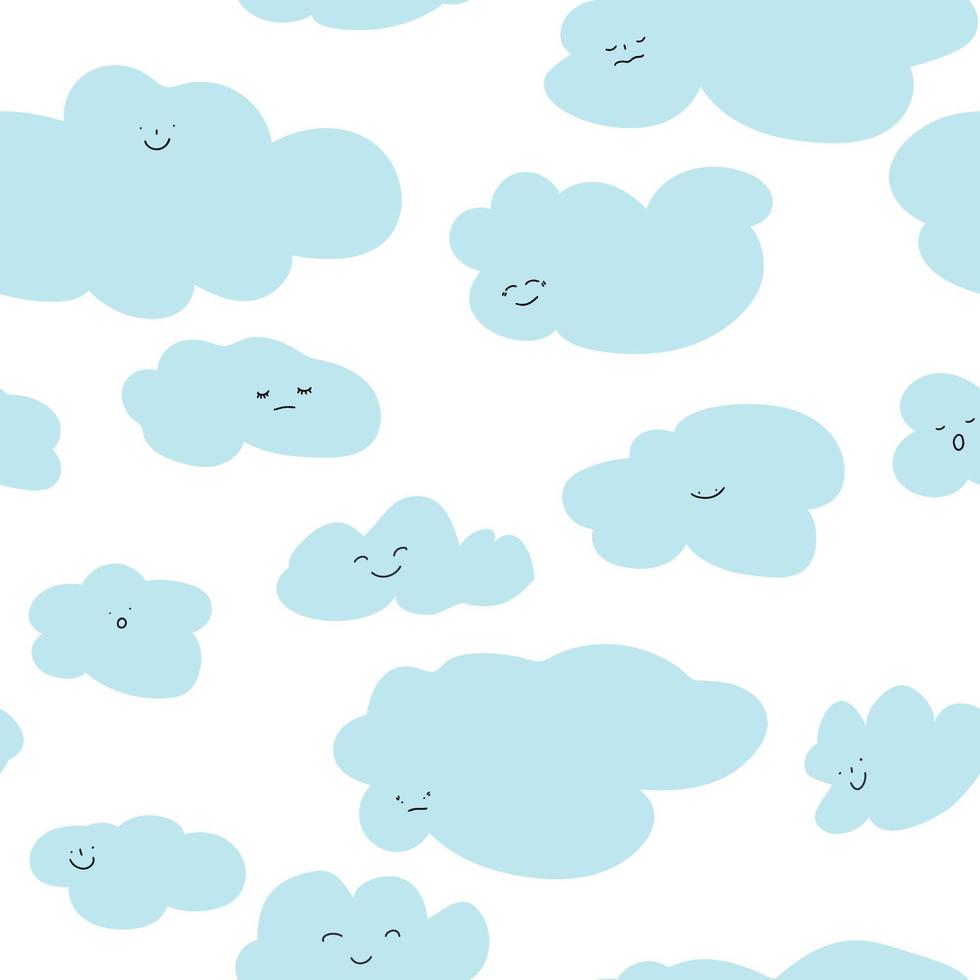 Flying cloud character with face seamless pattern vector